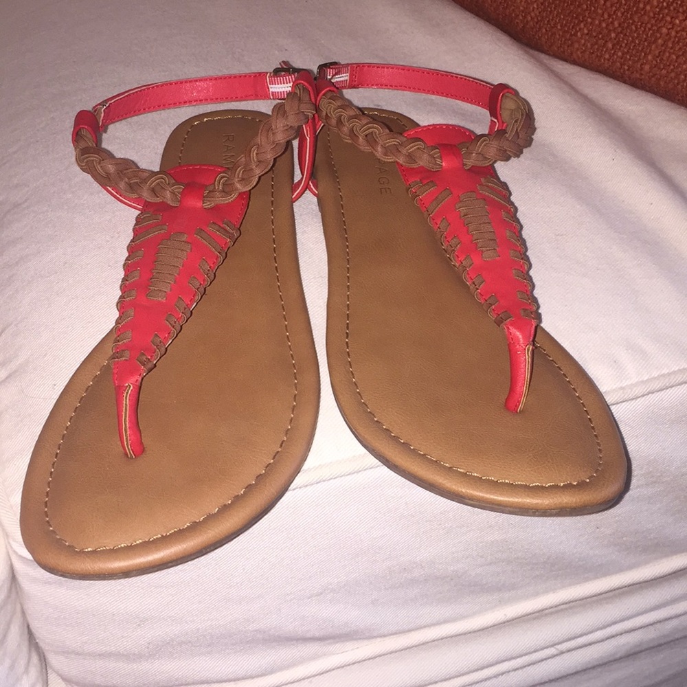 Brown and red Rampage sandals